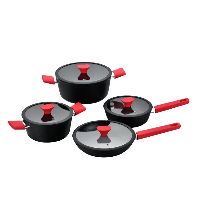 Non-Stick Cookware Set with Bakelite Handle Induction Bottom Forged Aluminum Non Stick Pots and Pans Cookware set