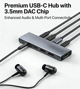 Многофункциональная USB-док-станция 9-в-1 с кабелем в ПВХ-оплетке, Type-C хаб, совместимая с мобильными телефонами, ноутбуками и планшетами - Product Image 2