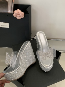 Nouvelles Sandales d'Été 2025 à Nœud Brillant en TPU, Mules Décontractées à Talon Compensé Ultra Haut - Product Image 6