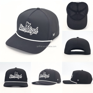 หมวกกอล์ฟผู้ชายแบบ Snapback  ตกแต่งด้วยโลโก้ PVC ยาง  โพลีเอสเตอร์แบบเจาะรูด้วยเลเซอร์  หมวกเบสบอลแบบมีเชือกปรับได้  รับผลิตตามแบบ - Product Image 2