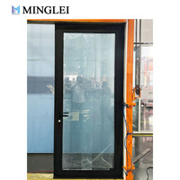 Porte d'entrée en aluminium à triple vitrage à rupture de pont thermique certifiée NFRC, quincaillerie allemande, verre de sécurité trempé, porte sur mesure
