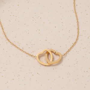 Joolim مجوهرات حامل زجاجات نبيذ ثنائي من الفولاذ المقاوم للصدأ القلب المتشابكة قلادة قلادة الفولاذ المقاوم للصدأ مجوهرات الأزياء - Product Image 6