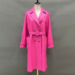Moda moto lungo doppiopetto in <span class=keywords><strong>pelle</strong></span> bavero tinta unita in <span class=keywords><strong>vera</strong></span> <span class=keywords><strong>pelle</strong></span> di montone <span class=keywords><strong>Trench</strong></span> da donna - Product Image 3