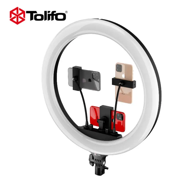 Tolifo 19 inch ringlight Portable Wireless USB Led Ring Light with Mirror for Tablet Cell Phone Video VS 18 inch