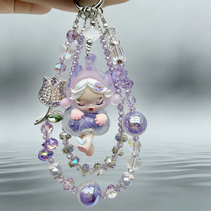 Chaîne de téléphone en <span class=keywords><strong>perles</strong></span> de rose sertie de diamants de luxe, pendentif de poupée, porte-clés, ornement - Product Image 2