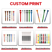 Tees de golf personnalisés en bois de bouleau coloré, incassables, en gros, pour clubs, OEM/ODM