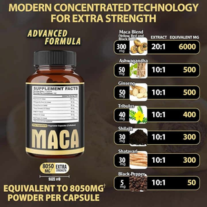 Cápsulas para Mejorar el Rendimiento Masculino OEM/ODM, Suplemento Natural de Raíz de Maca para Aumentar la <span class=keywords><strong>Libido</strong></span> y Retrasar la Eyaculación - Product Image 2