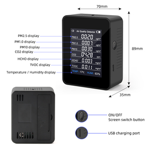 Détecteur de qualité de l'air numérique LCD Hedao ZN-AZ-2CO7 8 en 1, analyseur de gaz PM2.5/PM1.0/PM10/CO2/TVOC/HCHO/Temp/Humi - Product Image 3