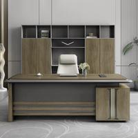 Bureau de direction de luxe moderne en forme de L en bois pour PDG, directeur, patron avec retour latéral, mobilier de bureau, poste de travail informatique