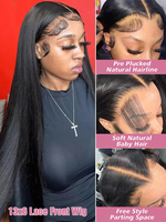 Perruque frontale sans colle, ultra-lisse, avec dentelle HD 4x4, 13x6, 13x4, noire, en cheveux humains, 5x5, naturelle, brésilienne, transparente