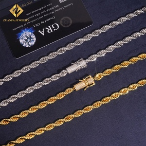 สร้อยคอเชือกแบบฮิปฮอปสำหรับผู้ชายและผู้หญิง ขนาด 6 มม. ประดับเพชรโมอิสซาไนต์ <span class=keywords><strong>VVS</strong></span> D ด้วยตัวล็อคแบบ Iced Out ทำจากสแตนเลสสตีล - Product Image 4