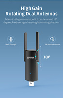 Clé Wifi longue portée Comfast 1300 Mbps, adaptateur Wifi haute performance, cartes réseau USB avec antenne externe