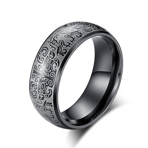 Anello classico in acciaio inossidabile da uomo con motivo goloso classico - Product Image 6