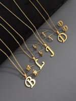 Ensemble de bijoux tendance en acier inoxydable : collier et boucles d'oreilles avec lettres, bijoux en acier inoxydable pour femmes, vente en gros