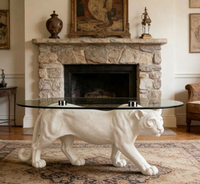 Sculpture de table unique en résine, motif léopard, art animal réaliste pour les espaces de vie