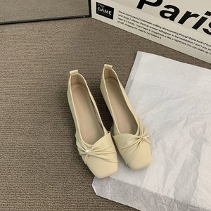 Zapatos Planos Elegantes con Punta Cuadrada y Decoración de Lazo de Perlas, Zapatos Planos Cómodos de Piel Sintética para Mujer, para Todas las Temporadas - Product Image 3