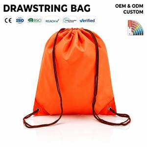 Sac à dos à cordon orange avec logo personnalisé, léger, sangle réglable, sac de sport et de gym - Product Image 1