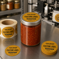 Étiquettes adhésives rondes imprimées sur mesure, jaune doré, autocollantes, en rouleaux, pour l'emballage des pots alimentaires, logo personnalisé, OEM, ODM