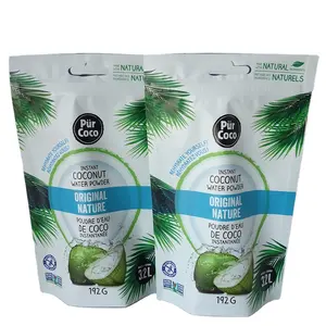 Fournisseur d'emballage en feuille d'aluminium mate personnalisé de qualité alimentaire sac en plastique à fermeture à glissière debout pour poudre de noix de coco