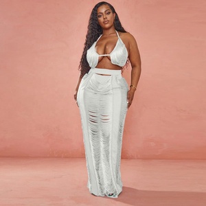 Prêt à expédier, ensembles de <span class=keywords><strong>jupe</strong></span> longue de plage sexy grande taille S-2XL, tenues pour femmes en 2 pièces - Product Image 5