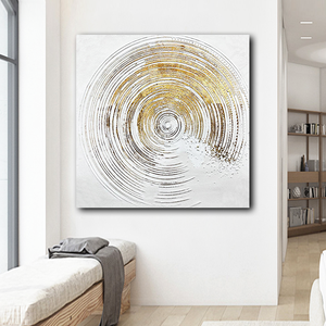 <span class=keywords><strong>Peinture</strong></span> à l'huile <span class=keywords><strong>abstraite</strong></span> dorée en spirale, faite à la main, encadrée, prête à accrocher pour la décoration intérieure - Ventes flash - Product Image 3