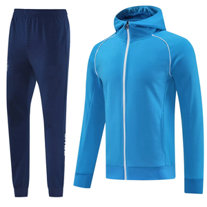 Survêtements de football en gros avec capuche, en Spandex/Polyester 220g, toutes saisons, chauds, fermeture éclair intégrale, vente directe usine - Product Image 2