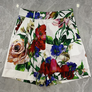 Womens Floral Print Two Piece Outfit Short Sleeve Button <b>Down</b> Shirt And Shorts Set - Product Image 2