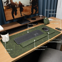Alas Mouse Kulit Premium Besar dan Penyangga Pergelangan Tangan Keyboard Set Enam Bagian Anti Selip untuk Mengetik dengan Nyaman