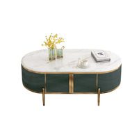 Vente en gros de modules TV modernes, ensemble meuble TV avec dessus en marbre et table basse, meubles de salon, 1 jeu de panneaux en bois doré en acier inoxydable