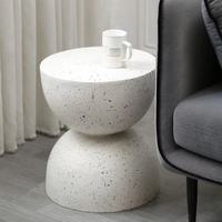Table de chevet ronde de style moderne et simple, table d'appoint créative de couleur crème