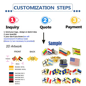 Pin de Esmalte Metálico Personalizado al por Mayor, Pin de Solapa con Bandera Nacional de Resina Epoxi, Insignias de País, Pin de Bandera - Product Image 2
