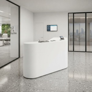 Mostrador de Recepción Personalizado de Superficie Sólida de Piedra Blanca como la Nieve <span class=keywords><strong>para</strong></span> <span class=keywords><strong>Consultorio</strong></span> Dental - Product Image 2