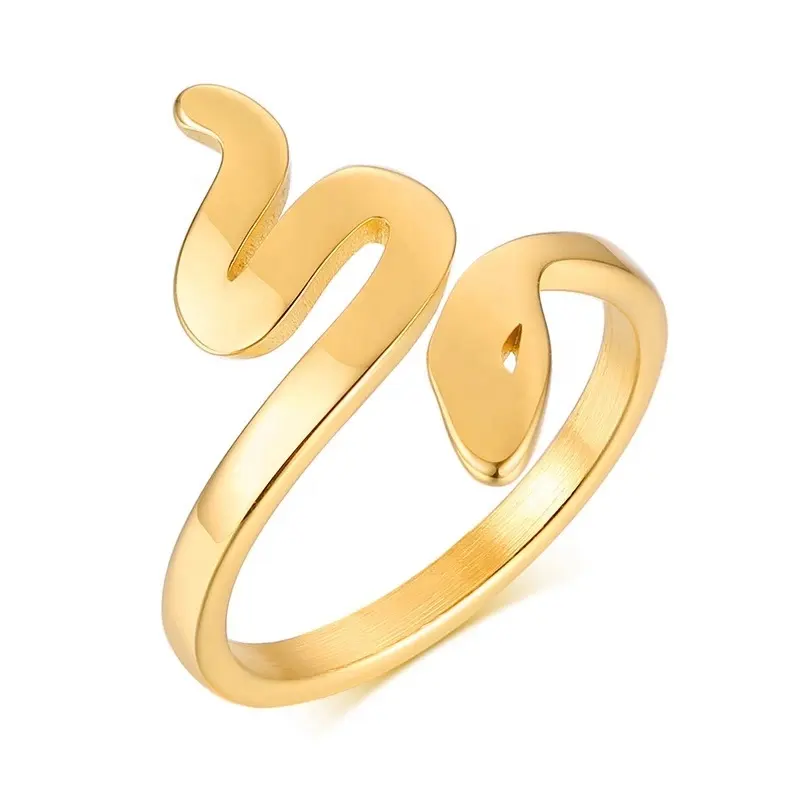 Personality Silver Animal Jewelry Cocktail Wrap Open Rings Statement Women's Stainless Steel Gold Snake Rings