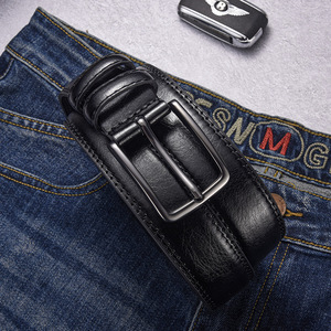 Cinturón de Diseño para Hombre, Estilo Retro Vintage, Hebilla de Pin, Casual, para Jeans, Clásico, de Negocios, Alta Calidad, PU Mate, Patrón Sólido - Product Image 4