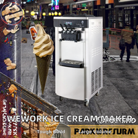 Nouvelle machine à glace molle au chocolat commerciale de 2000 W, sur pied, 3 saveurs