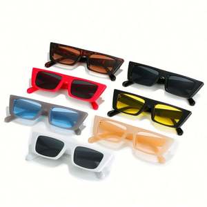 Lunettes de soleil rectangulaires vintage personnalisées avec logo, protection UV400, couleur gelée, style punk, pour hommes et femmes - Product Image 4