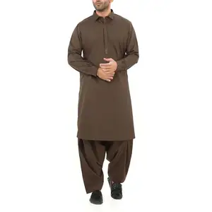 Wholesale Best Selling Men's Solid Colour Simple Comfortable New High Quality Fashion Polyester Robe Set Islamic Robe