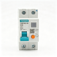 Disjoncteur différentiel (RCBO) TENGEN TGB1NLE-40 C32A C40A 3P 4P Courbe 30mA 380V 400V, certifié CE CB UL, 6kA, rail DIN