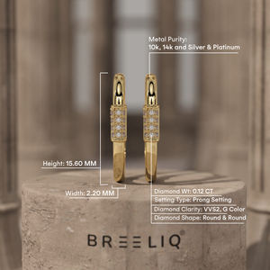 BREELIQ 14K Yellow Gold Round Charm Earrings 0.22 CT VVS2 G Color Round Cut Diamond Drop Earrings Anniversary - Product Image 4