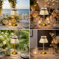 Lampes de table LED de luxe sans fil à piles, rechargeables, avec abat-jour en cristal et diamants dorés modernes, pour mariage