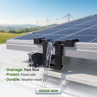 Clips de drainage solaire en SUS 304 anodisé/ABS/AL5052 – Serre-câbles à fixation rapide pour modules photovoltaïques – Couleurs argent/noir – Évacuation des eaux de pluie et des dépôts de poussière