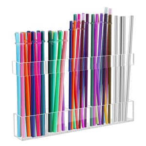 Acrylic Straw Holder for Cabinet Door Adjustable Tumbler Straw Organizer Ultra Sticky - Product Image 1