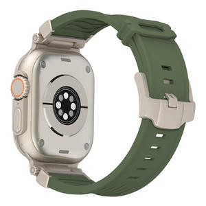 Factory Wholesale New <b>Silicone</b> <b>Waterproof</b> Watch Strap for Apple Watch ultra 49mm SE 44mm S1-9 Stainless Steel Buckle Watch Band - Product Image 5