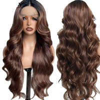 Perruque Synthétique KEMY HAIR à Onde Lâche avec Raie en T, Vente en Gros, Mélange Cuivré Brun Résistant à la Chaleur, Perruques Synthétiques pour Femmes
