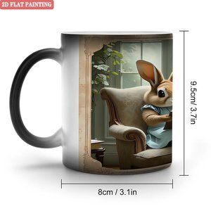 Mug en céramique à sublimation 11oz, noir givré, tasse à changement de couleur activée par la chaleur - Product Image 1