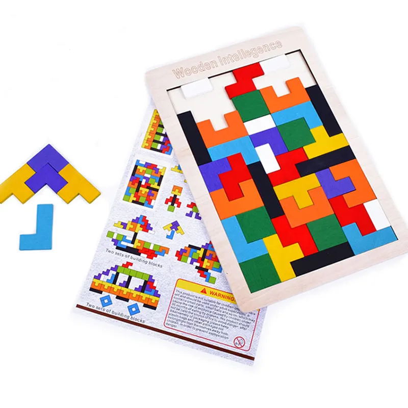 TS enfant en bas âge apprentissage éducatif bricolage jouets géométrie motif combinaison jeu en bois Puzzle casse-tête jouet 3d Puzzle en bois