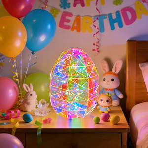 Huevo de Pascua <span class=keywords><strong>Iridiscente</strong></span> Prismático con Luz LED, Decoración para Interiores, Hecho a Mano, de Plástico (PET) Resistente, Alimentado por USB, para Decoraciones de Fiesta - Product Image 6