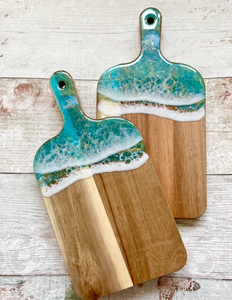 Planche à découper de luxe en bois d'acacia et marbre, service de cuisine, planche à fromage charcuterie avec poignée - Product Image 2