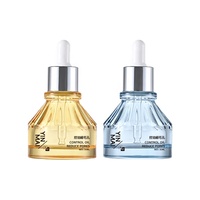 Botol Serum Kaca Unik 30ml dengan Pipet, Kemasan Kosmetik Biru Muda, Botol Pipet Minyak Esensial