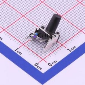 TS-1093A-A13B2-D2 Tactile Switch Through hole Component THT Switch Single Pole Single Throw Round Button 1.8N Right Angle Insert - Product Image 1